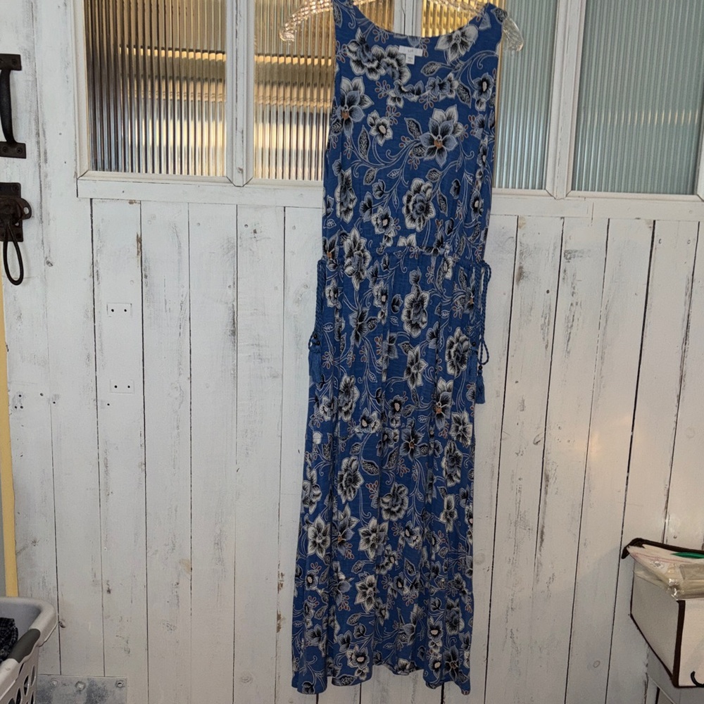 J. Jill Blue Floral Maxi Dress
